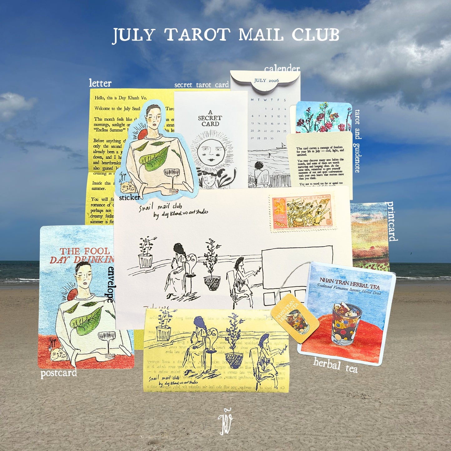 MONTHLY SNAIL MAIL TAROT CLUB — JULY 2026, Tarot Mail by Duy Khanh Vo | Handwritten Letters, Postcards, Tarot & Collectible Paper Goods