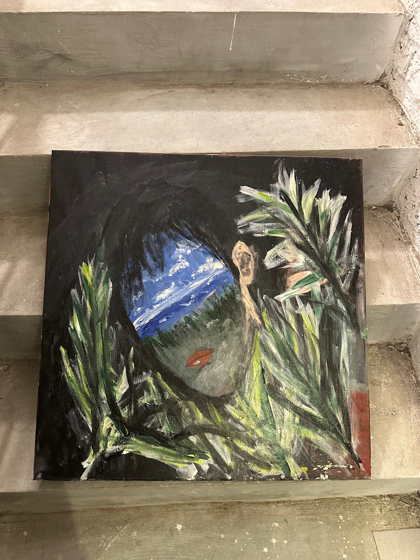 Sea Beyond Watch — The Hermit | Original Acrylic Painting on Canvas (60 × 60 cm)