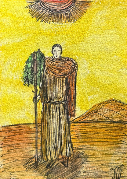 RARE — Quên Tarot: Page of Wands in Quy Nhon, Vietnam | Original Watercolor Painting on Art Paper (A6)