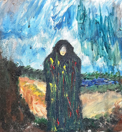 Five of Cups — Silence | Original Acrylic Painting on Canvas (20 × 20 cm)