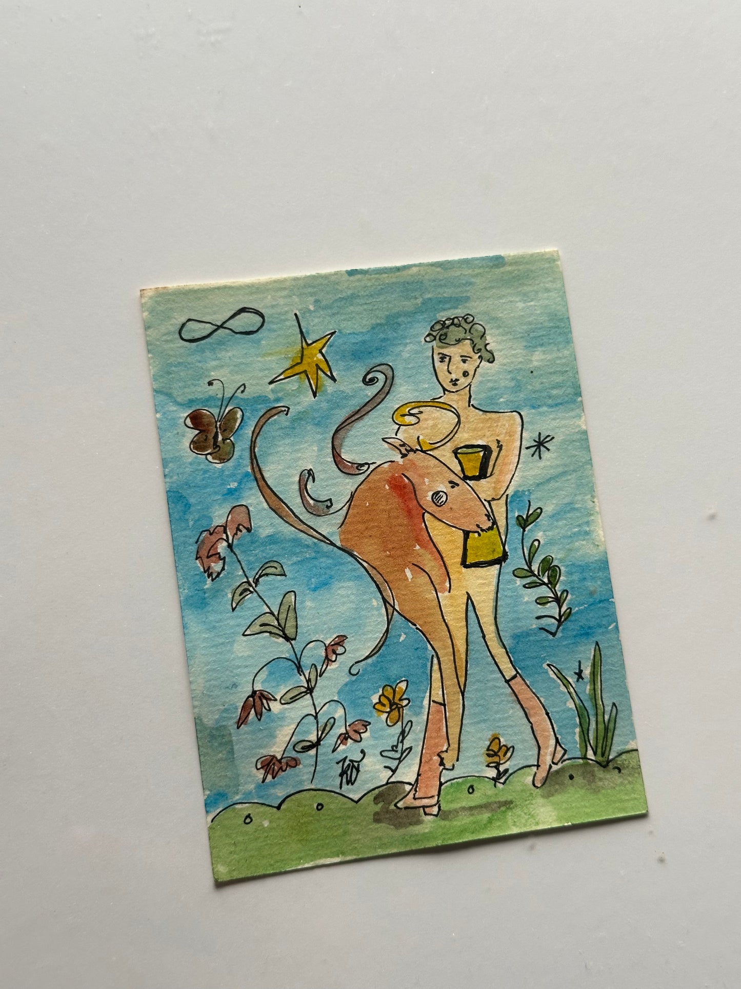 RARE — Quên Lenormand: Year of the Horse | Original Watercolor Painting on Art Paper (7 × 10 cm)